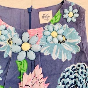 MINI BODEN Girl’s Blue Pink Floral Jewel Dress